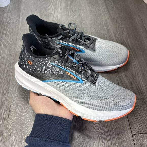 Size 9 - Brooks Launch 10 Black Gray Blue Orange Running Shoe Men SAMPLE
